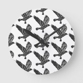 Reloj Redondo Mediano Corte de Lino de Raven blanco y negro