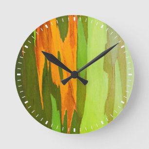 Reloj Redondo Mediano Corteza arco iris eucalipto, Hawái