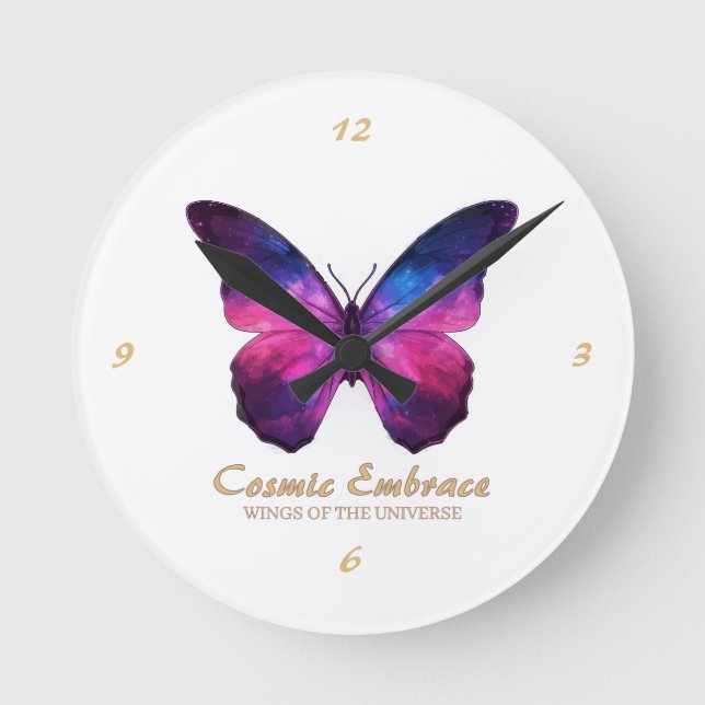 Reloj Redondo Mediano Cosmic Butterfly Galaxy Wings (Anverso)