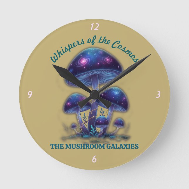 Reloj Redondo Mediano Cosmic Galaxy Mushrooms • Whimsical Fantasy Fungi  (Anverso)