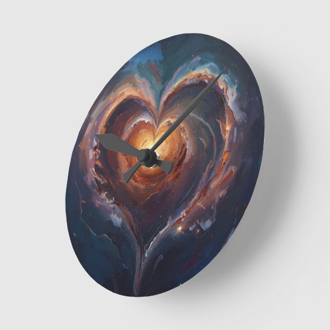 Reloj Redondo Mediano Cosmic Heart Galaxy Love Art – Universe Romance  (Ángulo)