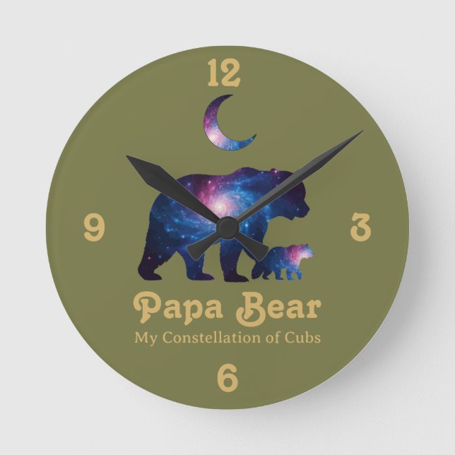 Reloj Redondo Mediano Cosmic Papa Bear & Cub (Anverso)