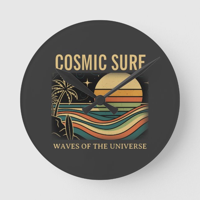 Reloj Redondo Mediano Cosmic Surf Retro Wave. Sunset (NO NUMBERS) (Anverso)