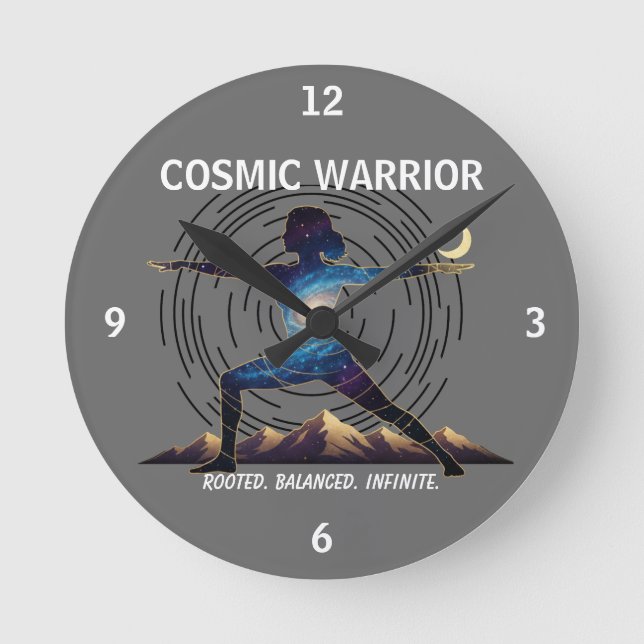 Reloj Redondo Mediano Cosmic Yoga Warrior - Galaxy Body Pose (Anverso)
