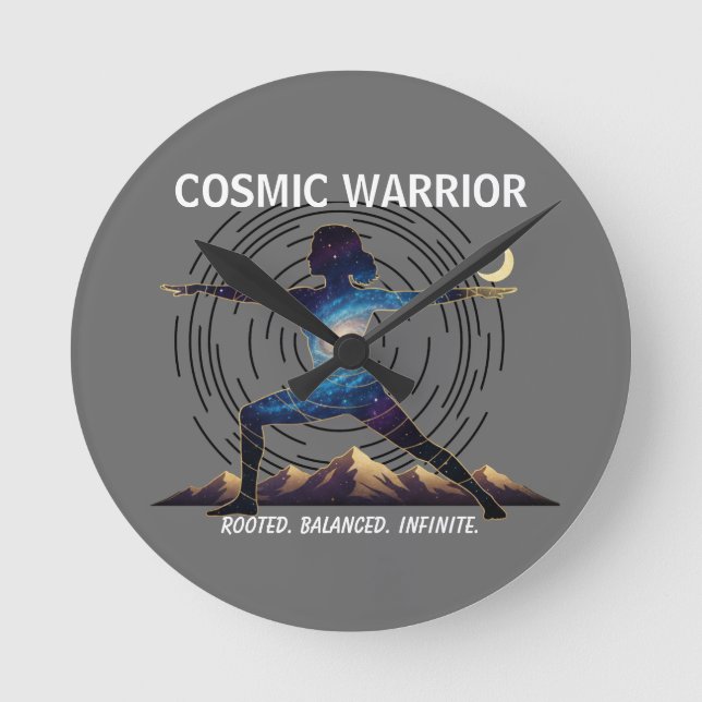 Reloj Redondo Mediano Cosmic Yoga Warrior | Galaxy Body Pose (Anverso)