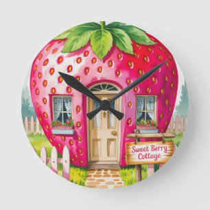 Reloj Redondo Mediano "Cottage de Fresa Dulce" Casa de Fresa Caprichosa
