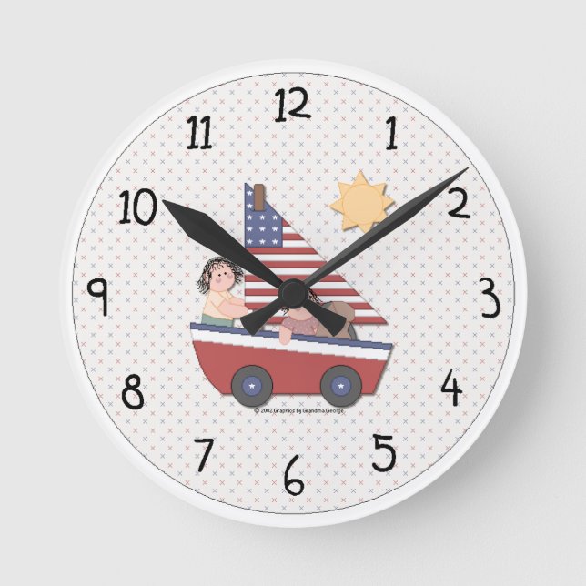 Reloj Redondo Mediano Country Patriotic Wall Clock (Anverso)