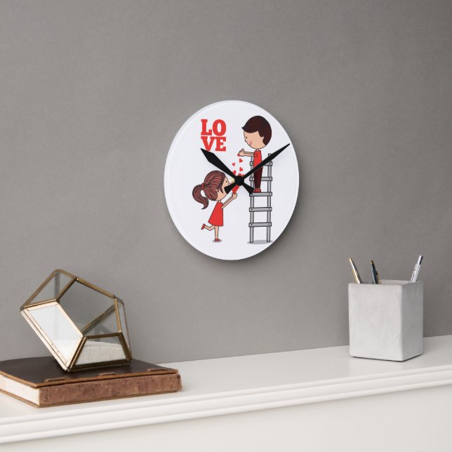 Reloj Redondo Mediano Couple Love Red Hearts Clock (Oficina)