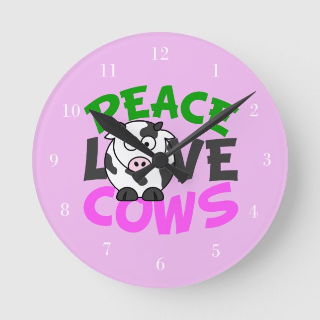 Reloj Redondo Mediano Cow Love Cute Pink (Anverso)