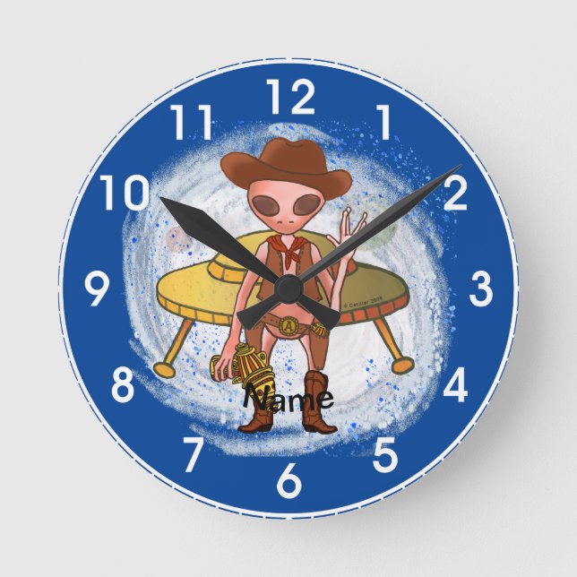 Reloj Redondo Mediano Cowboy Alien Clock (Anverso)