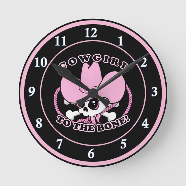 Reloj Redondo Mediano Cowgirl Skull (Anverso)