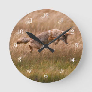 Reloj Redondo Mediano Coyote que salta - prados del Gibbon