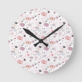 Reloj Redondo Mediano Cozy Galaxy- cosmos, stars and clouds Throw Pillow