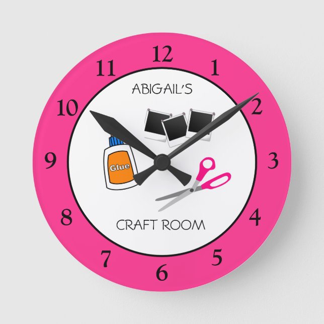 Reloj Redondo Mediano Craft Room Personalized Round Clock (Anverso)