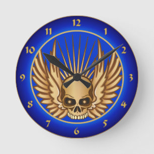 Reloj Redondo Mediano Cráneo dorado