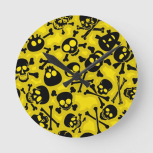 Reloj Redondo Mediano Cráneo y modelo de la bandera pirata