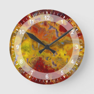 Reloj Redondo Mediano Crayloa jasper rojo y amarillo