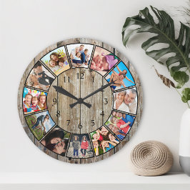 Reloj Redondo Mediano Crea tu Collage de fotos Personalizado Rustic Farm