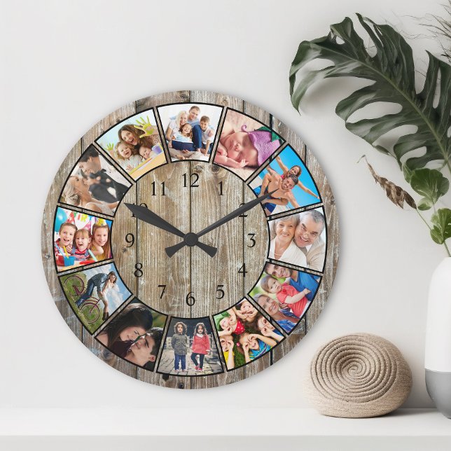 Reloj Redondo Mediano Crea tu Collage de fotos Personalizado Rustic Farm (Subido por el creador)