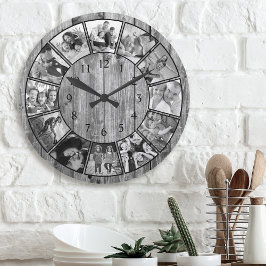 Reloj Redondo Mediano Crea tu Collage de fotos Personalizado Rustic Farm