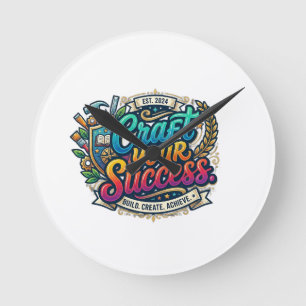 Reloj Redondo Mediano Crea tu éxito – Camiseta de tipografía inspiradora