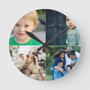 Reloj Redondo Mediano Crea tu propio collage de 4 fotos