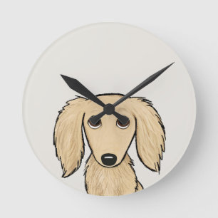 Reloj Redondo Mediano Cream Dachshund Perro Personalizado Wiener