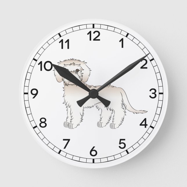 Reloj Redondo Mediano Cream Mini Goldendoodle Cute Cartoine Dog (Anverso)