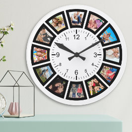 Reloj Redondo Mediano Crear su propia familia de Collages de fotos Perso
