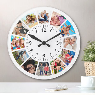 Reloj Redondo Mediano Crear su propia familia de Collages de fotos Perso