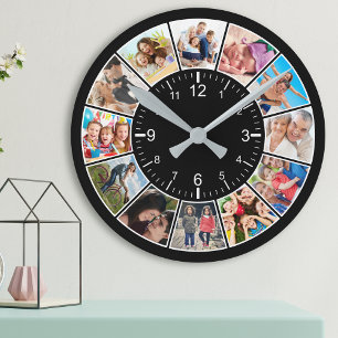 Reloj Redondo Mediano Crear su propia familia de Collages de fotos Perso