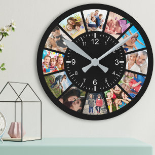 Reloj Redondo Mediano Crear su propia familia de Collages de fotos Perso