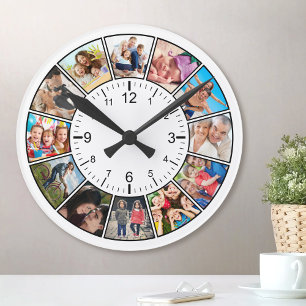 Reloj Redondo Mediano Crear su propia familia de Collages de fotos Perso