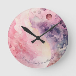 Reloj Redondo Mediano Create Your Own Lunar Love Magic Pink Moon