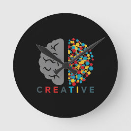 Reloj Redondo Mediano Creative Brain Colorful Thought Network