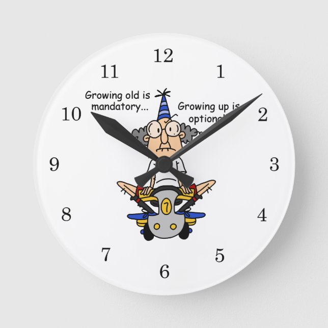 Reloj Redondo Mediano Crecer es humor opcional (Anverso)