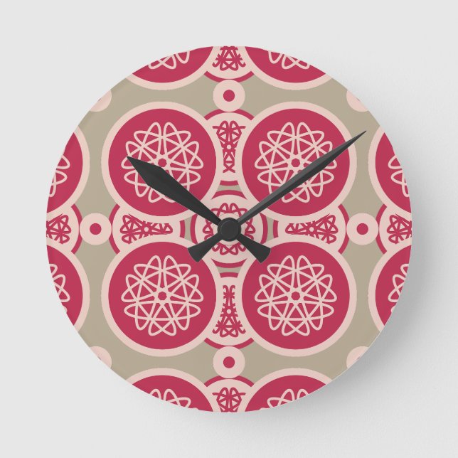 Reloj Redondo Mediano Crecimiento nuclear - magenta sobre el tinte - sin (Anverso)