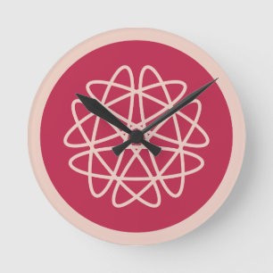 Reloj Redondo Mediano Crecimiento nuclear - magenta sobre el tinte - sin