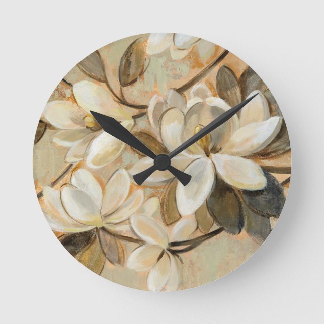 Reloj Redondo Mediano Crema de simplicidad de magnolia (Anverso)