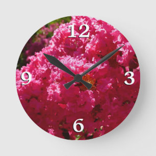 Reloj Redondo Mediano Crepe Myrtle Tree Magenta Floral
