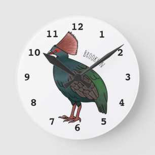 Reloj Redondo Mediano Crested partridge bird cartoon illustration 