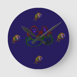 Reloj Redondo Mediano Crías con Floral de Colores Arcoíris