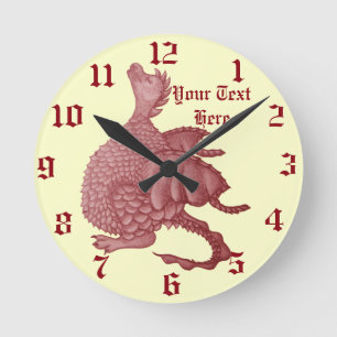 Reloj Redondo Mediano criatura mítica de la fantasía del dragón rojo