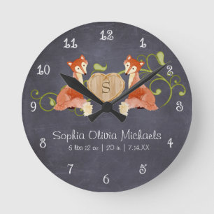 Reloj Redondo Mediano Criaturas de animales de bosque, Fox n Vines Newbo