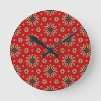 Reloj Redondo Mediano Crimson Starburst Bloom