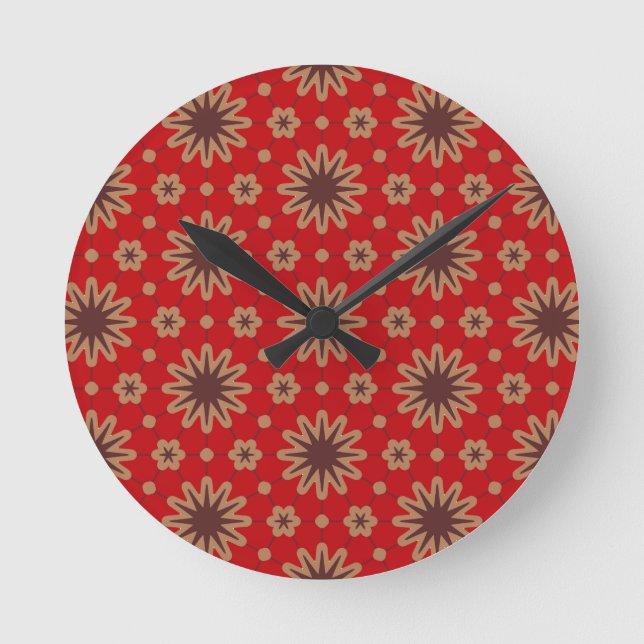 Reloj Redondo Mediano Crimson Starburst Bloom (Anverso)