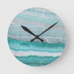 Reloj Redondo Mediano Cristal de cuarzo rayado de la aguamarina