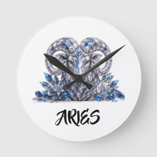 Reloj Redondo Mediano Cristal Zodíaco Aries de Lujo