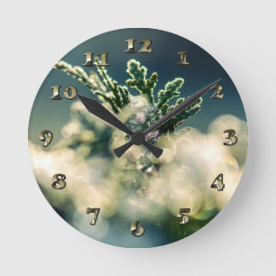 Reloj Redondo Mediano Cristales De Hielo De Invierno De Thuja