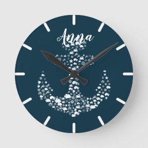 Reloj Redondo Mediano Cristales de mar Anchor Náutico / Costero